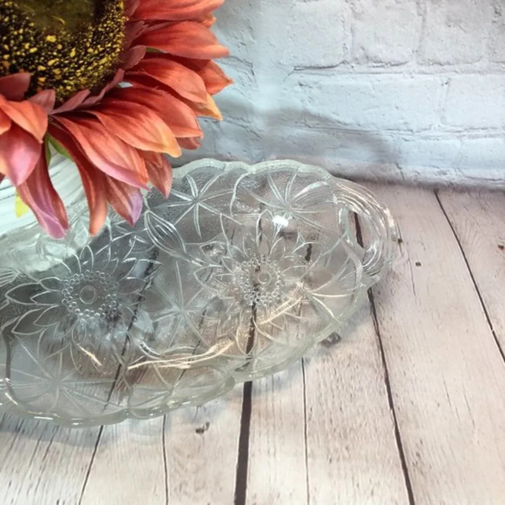 glass relish dish Vintage Indiana Glass Lily Pons patter